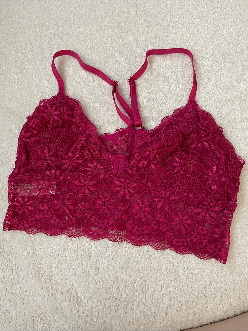 Marilyn Monroe Floral Lace Bralette - Fuchsia